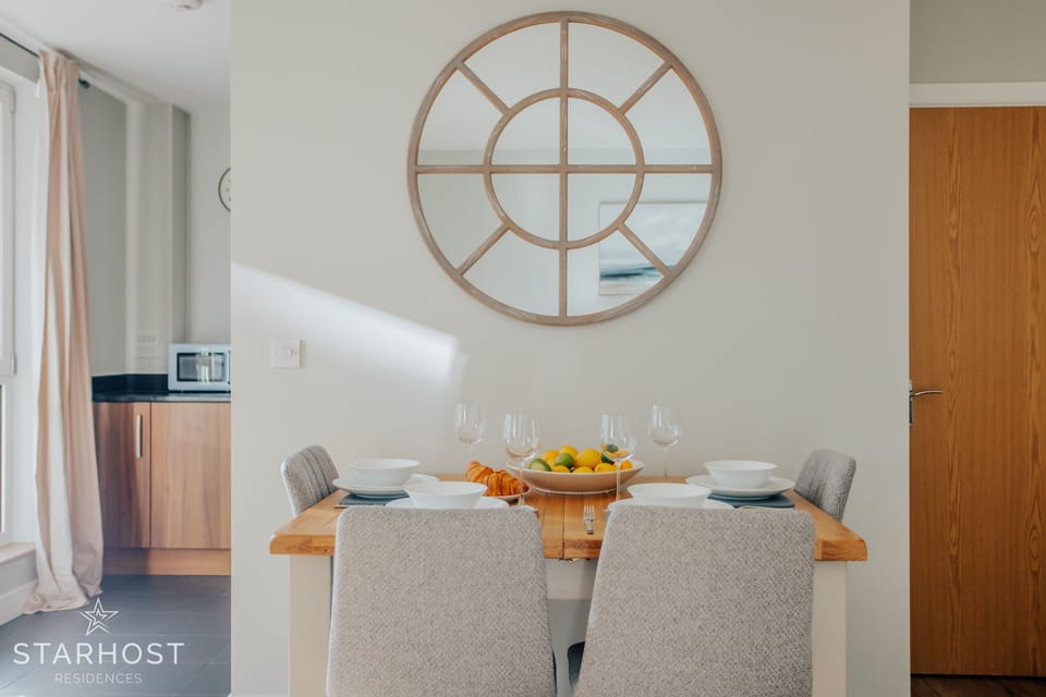 The dining area provides seating for 4 guests and a great entertaining space