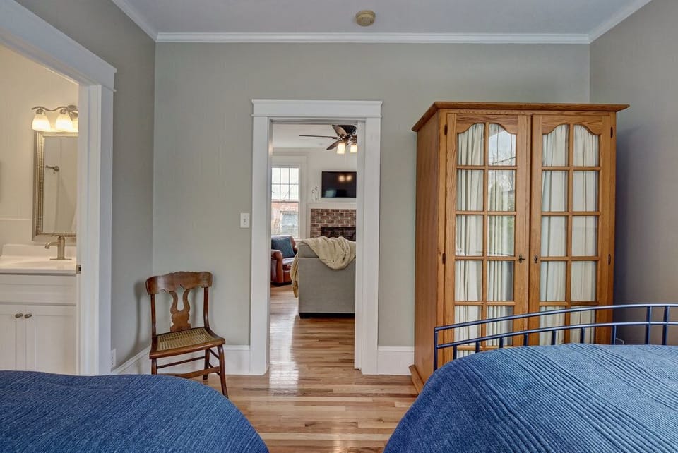 Wardrobe is available in bedroom # 2 for hanging and folded clothes.