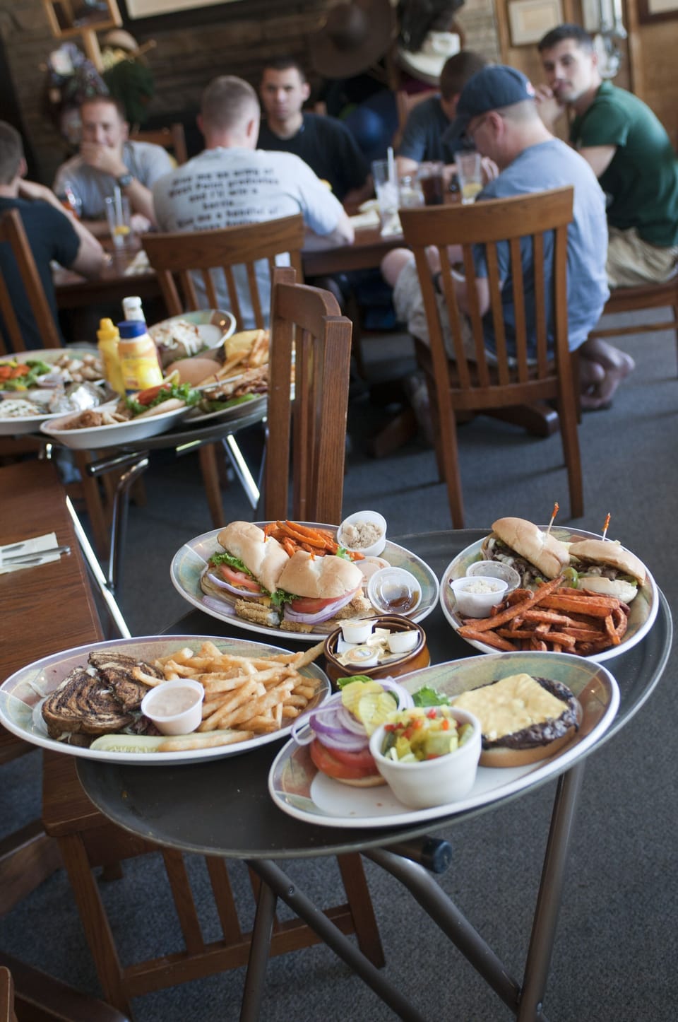 Indoors, Restaurant, Food, Chair, Plate