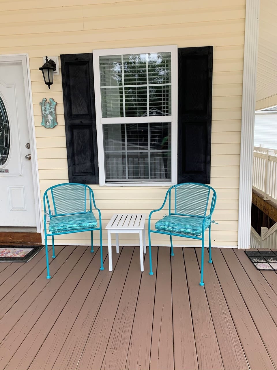 Chairs outside main house entry
