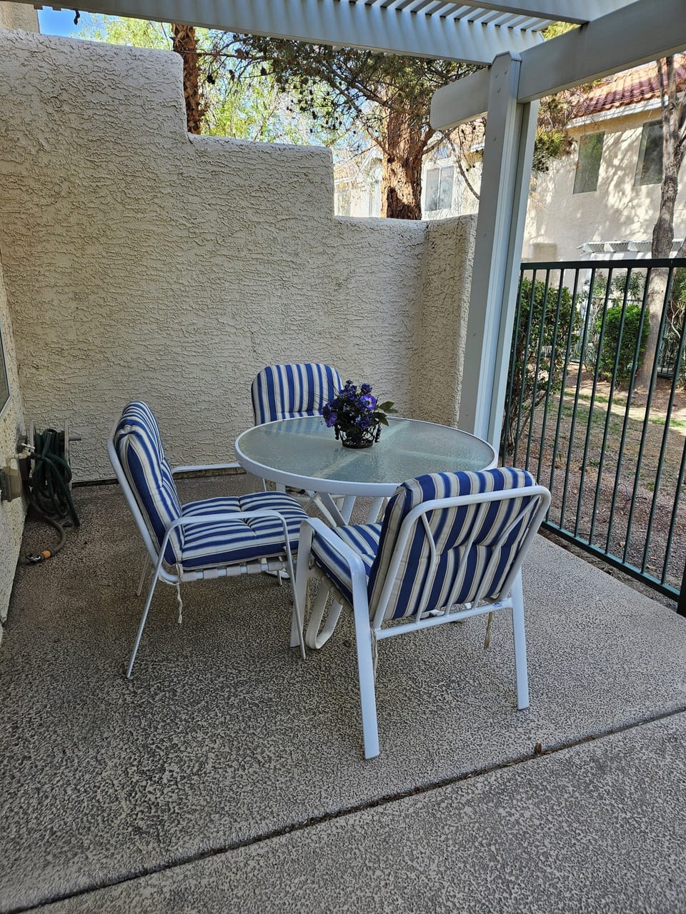 Back patio table and chairs