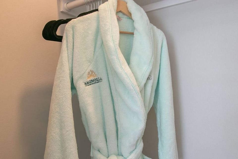 "Indulge in Comfort: Monogram Bathrobe Available for Ultimate Relaxation and Personalized Luxury - Perfect for Business Travelers and Special Occasions"