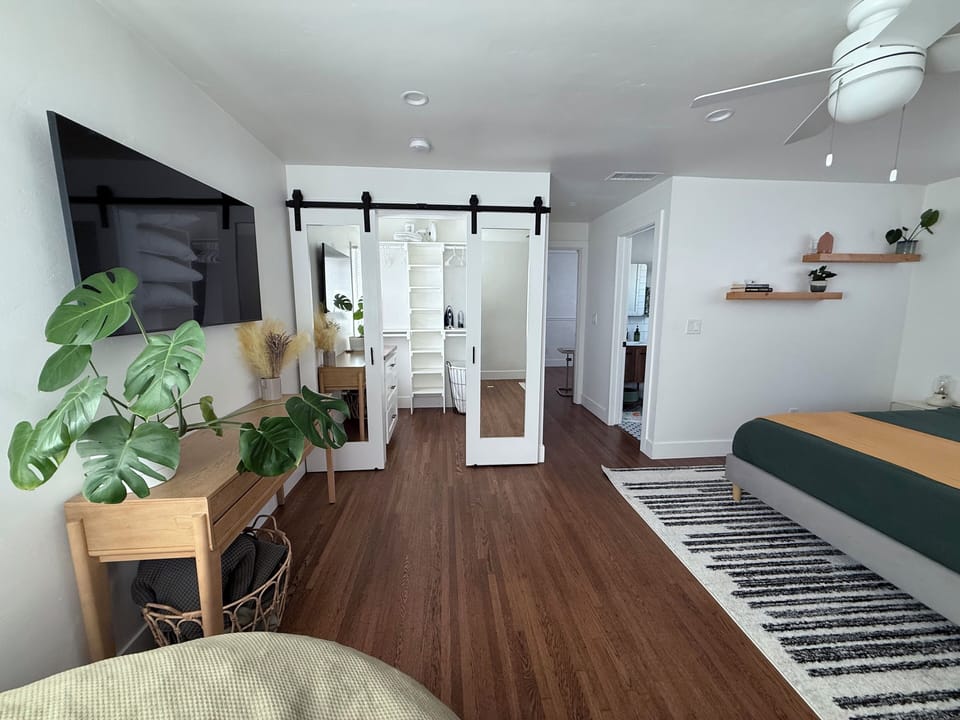 Large master bedroom with walk-in closet  and private bathroom