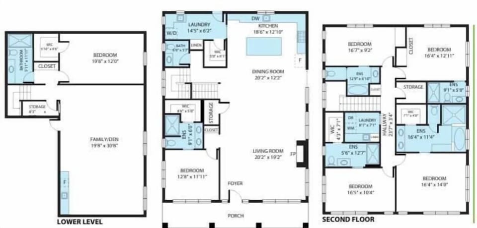Floor plans: every bedroom has a bathroom!