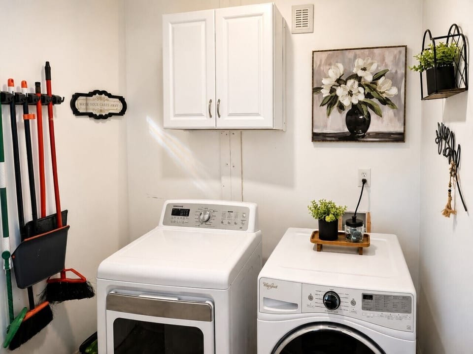 Pack a little lighter with a full size washer and dryer available right inside the home, especially convenient for longer stays.