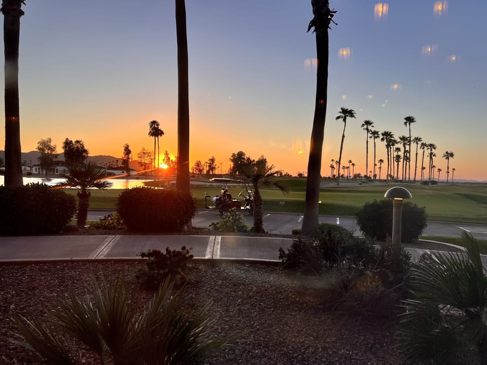 Sunset view from the awesome restaurant inside of Robson Ranch.