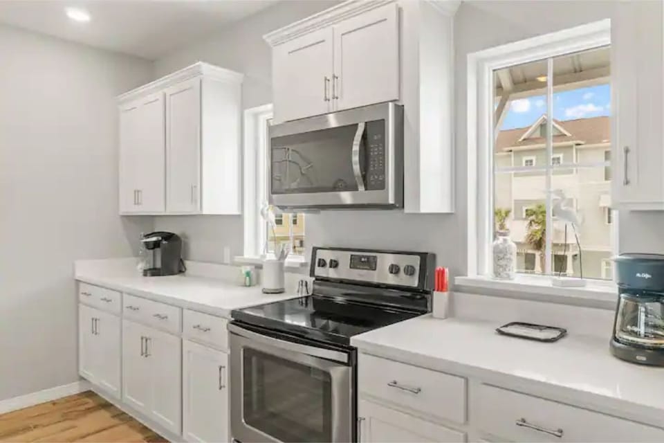 Kitchen with stainless steel appliances