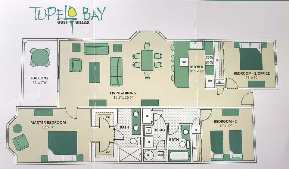 1632  Sq. Ft.  Villa on 3rd Floor, Elevator and Stairs. Plenty of Parking 