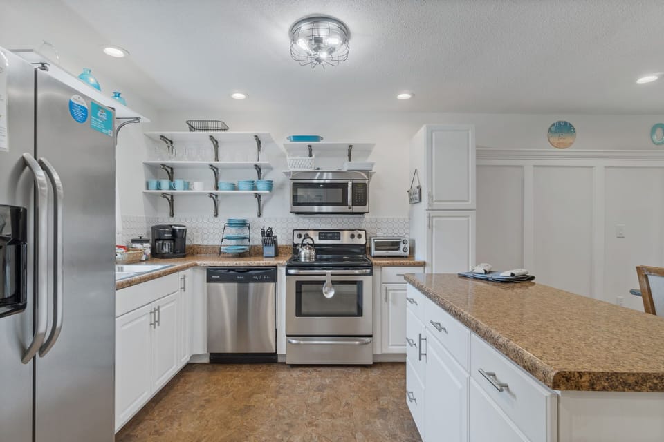 Enjoy easy meal prep in the spacious kitchen