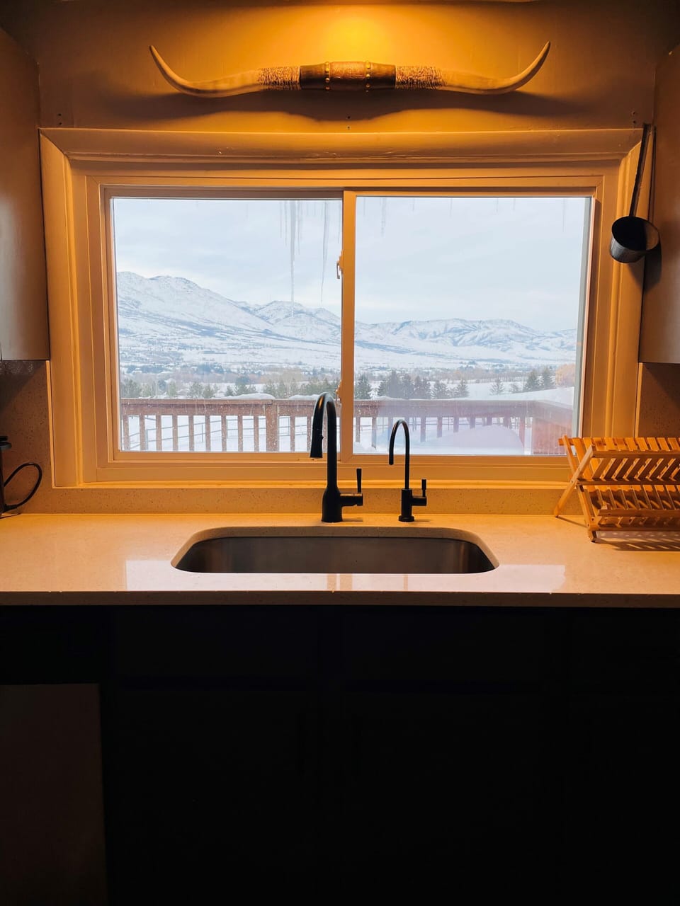 Spacious kitchen with lots of counter space and amazing views