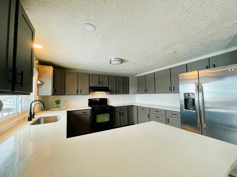 Spacious kitchen with lots of counter space and amazing views