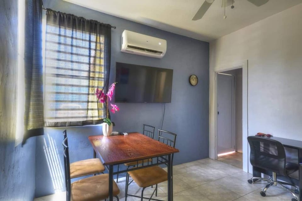 This is the living, dining and small office area.  
