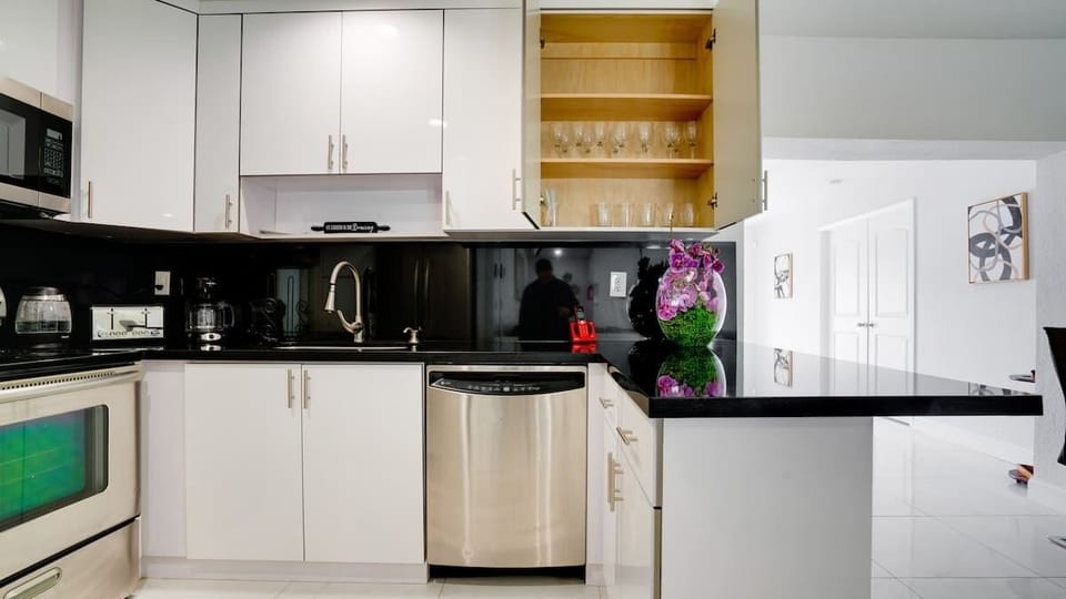 Fully equipped kitchen with complete set of cookware
