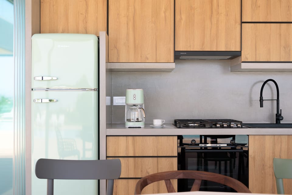 An outdoor kitchen is available as well.