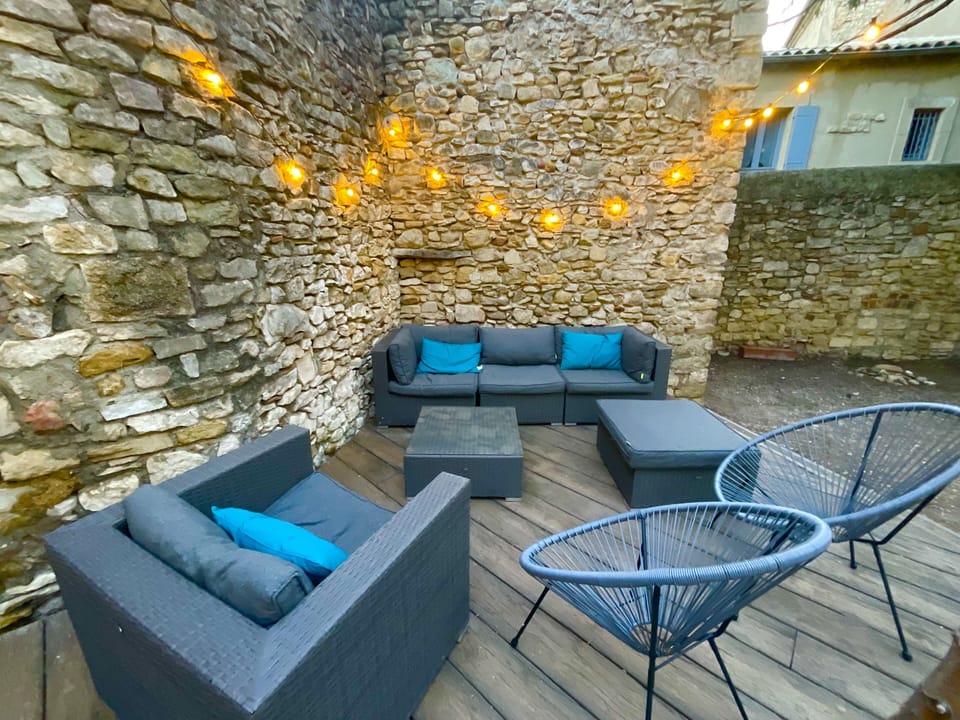 The external lounge enjoys a day-long shaded area to relax