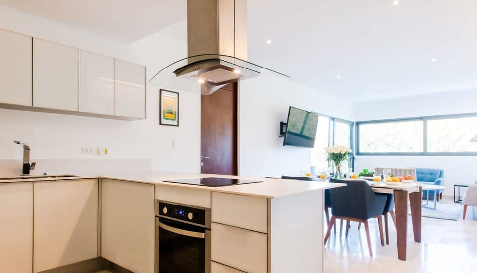 Cook, chat, and chill in this airy space.

