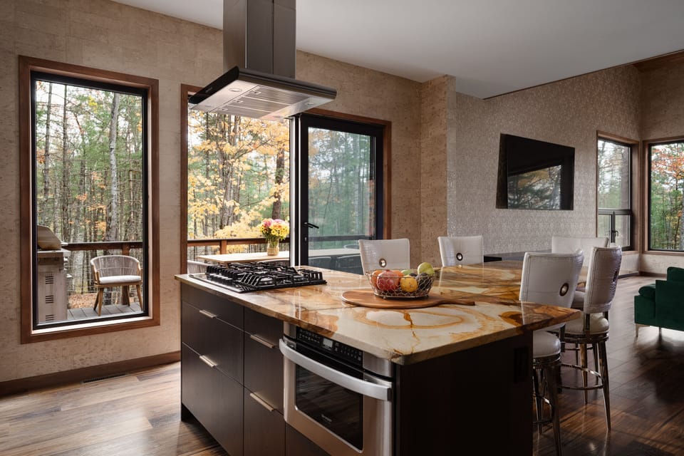 can watch the tv or communicate with others on the porch right from the kitchen