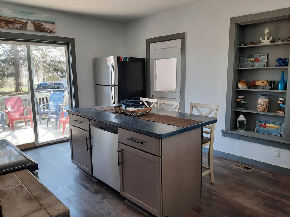 Kitchen with stainless steel appliances
