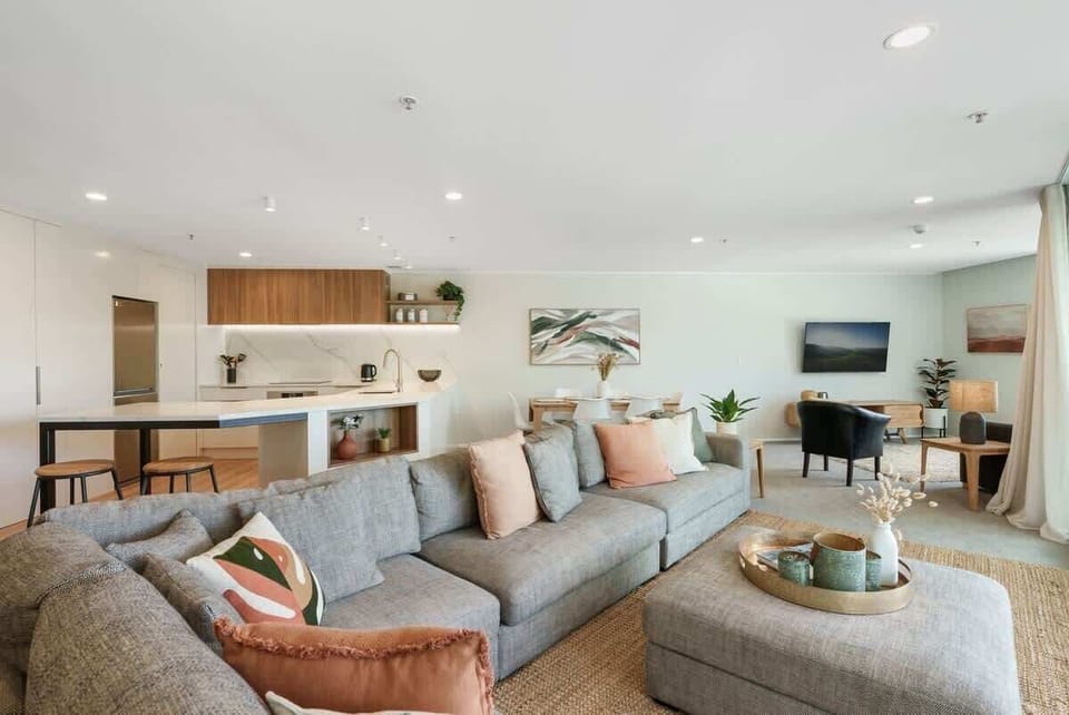 Large contemporary lounge & living area