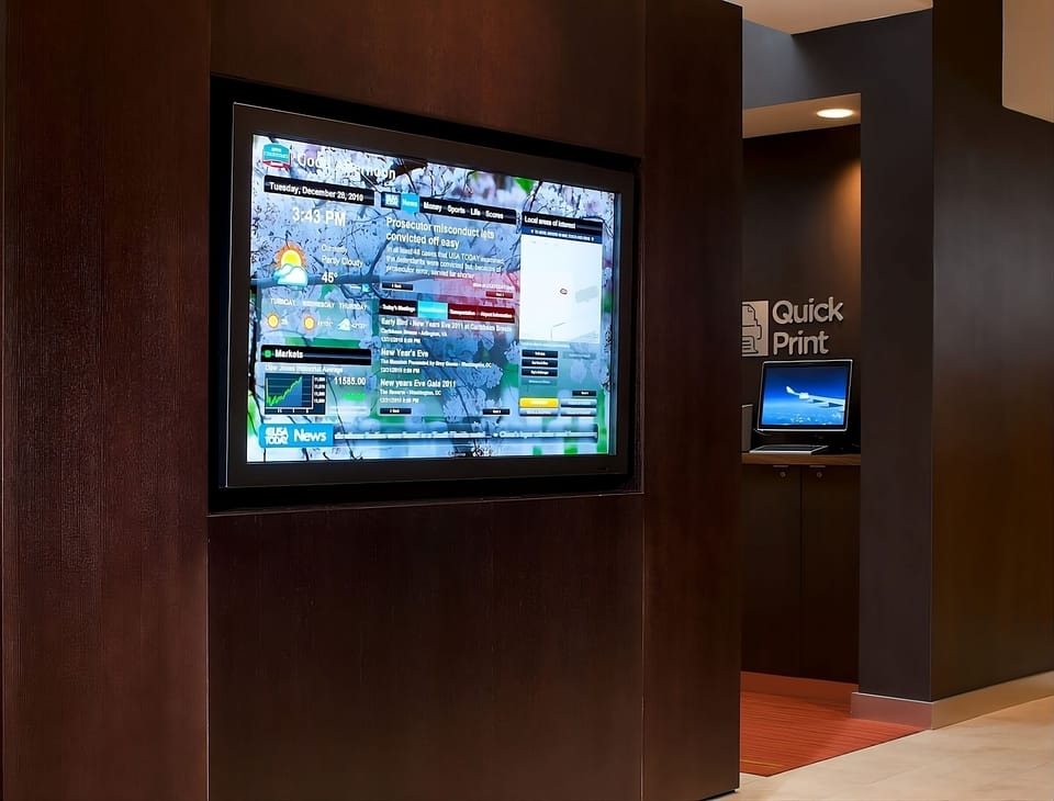 Stay informed and print quickly with helpful lobby business kiosk.