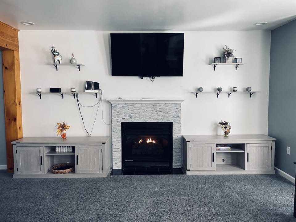 Sit back and relax by the cozy fireplace
