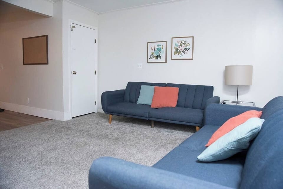 Living room with 2 fold down sofas.