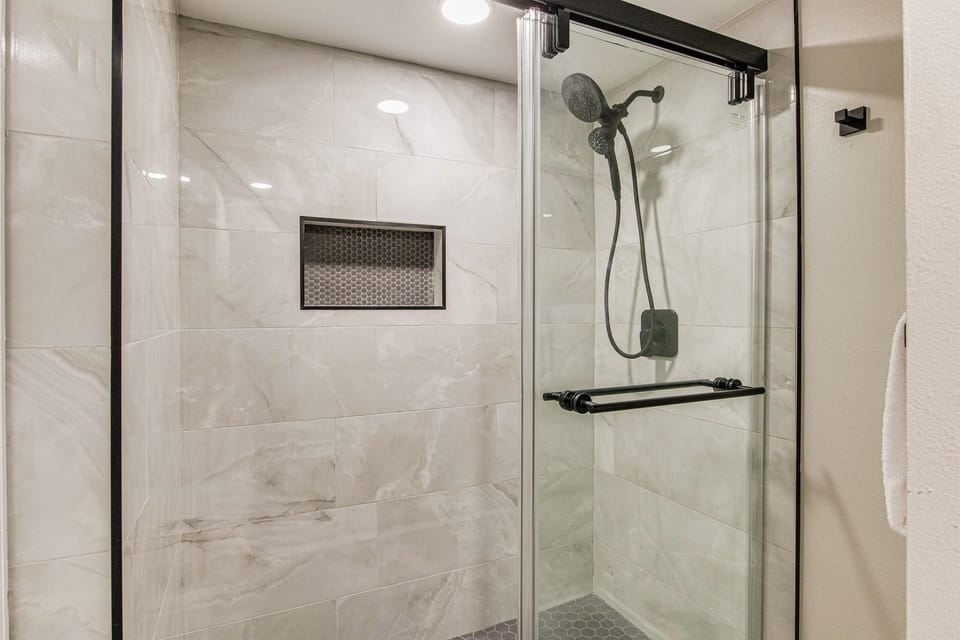 Porcelain tile walk in shower