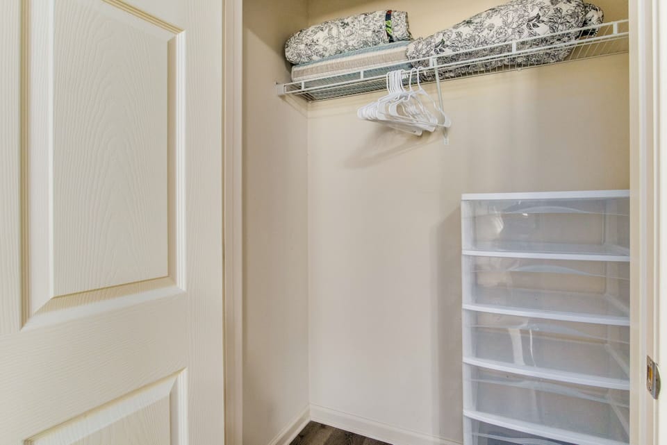 Closet space in each bedroom for your belongings.