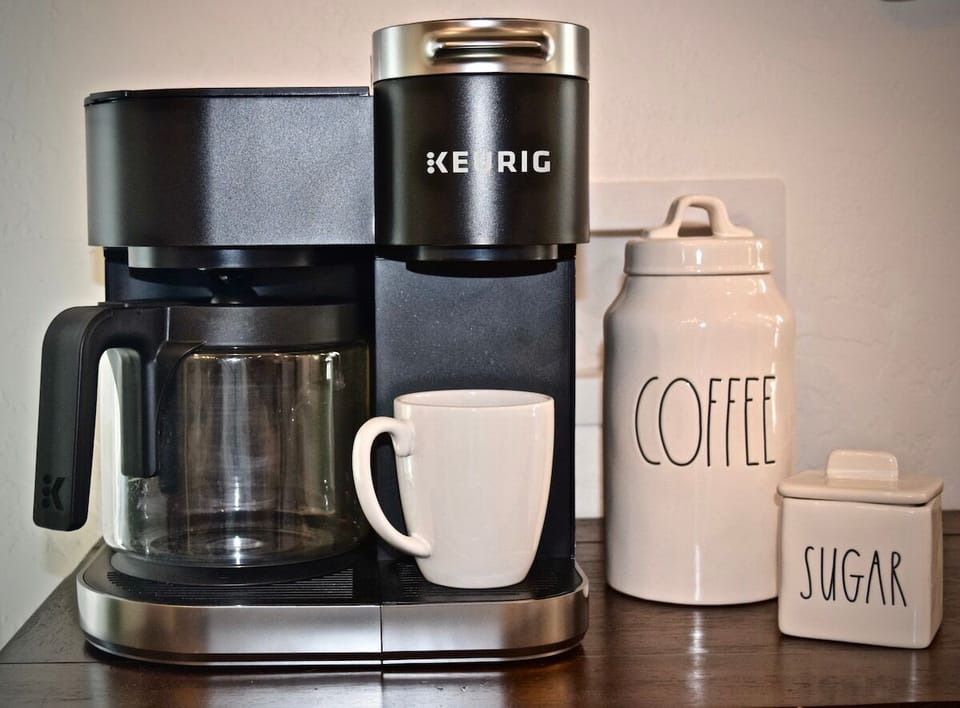 Keurig K-Duo allows you to chose one cup at a time using the pods or make a large pot for everyone using the drip option. 