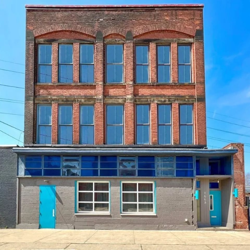 The front of the building. You have 10 parking spaces out front.