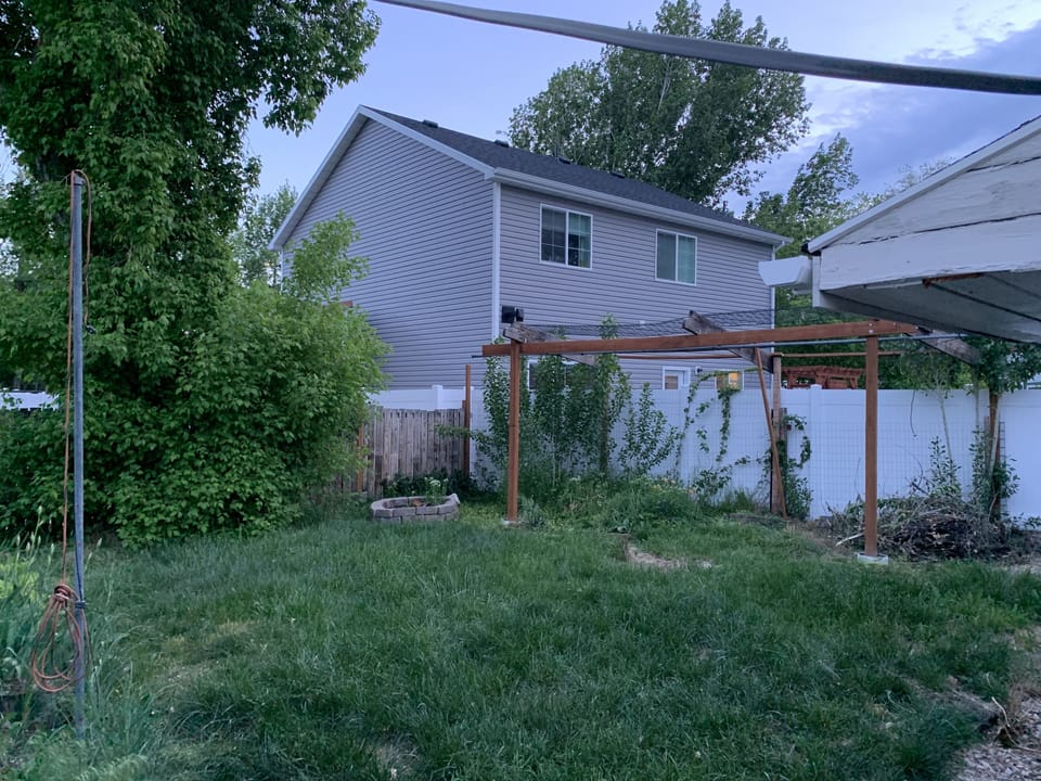 Fenced-in backyard.