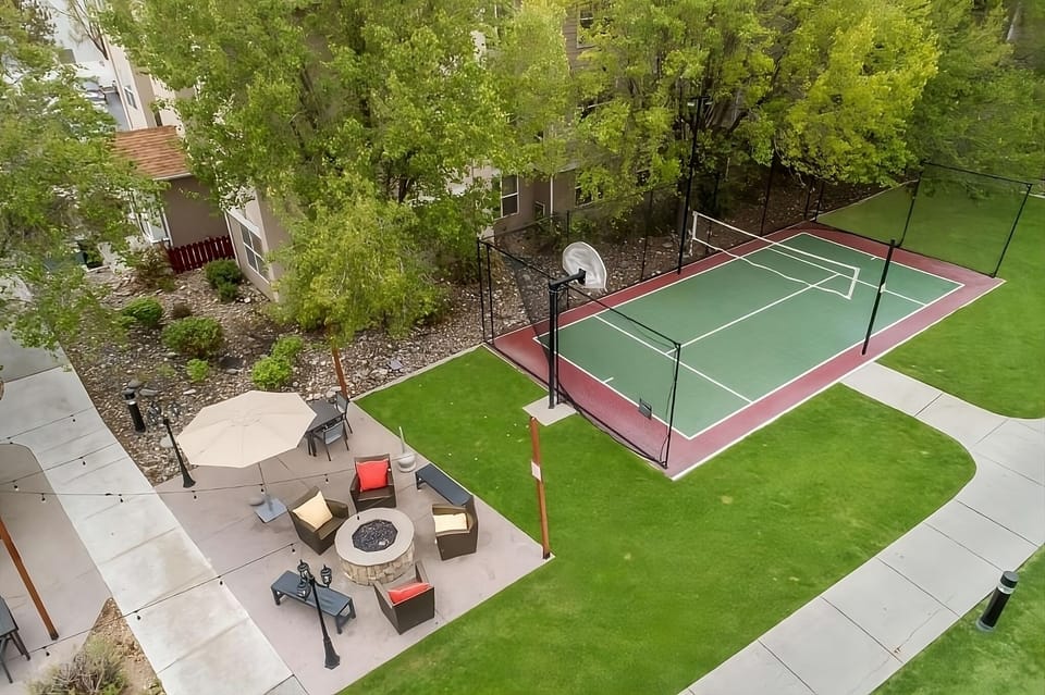 Challenge friends to a quick game on the private court.