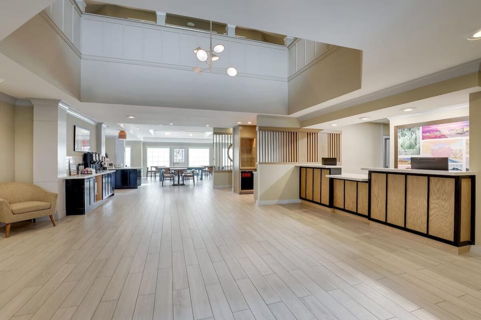 Step into a bright lobby with room to breathe