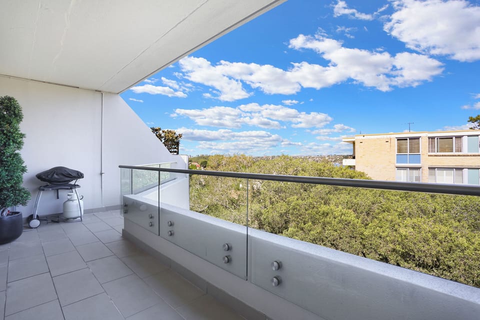 Balcony with glimpses of Sydney Harbour