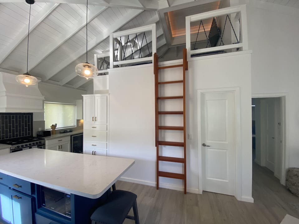 Ladder to loft from kitchen area