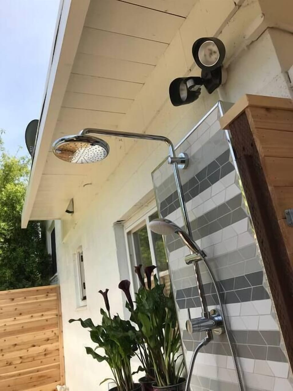 The outdoor shower there is also an indoor shower