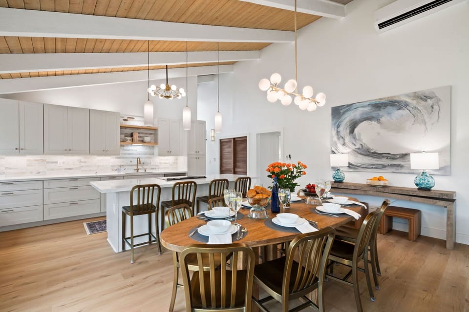 Dining and kitchen.