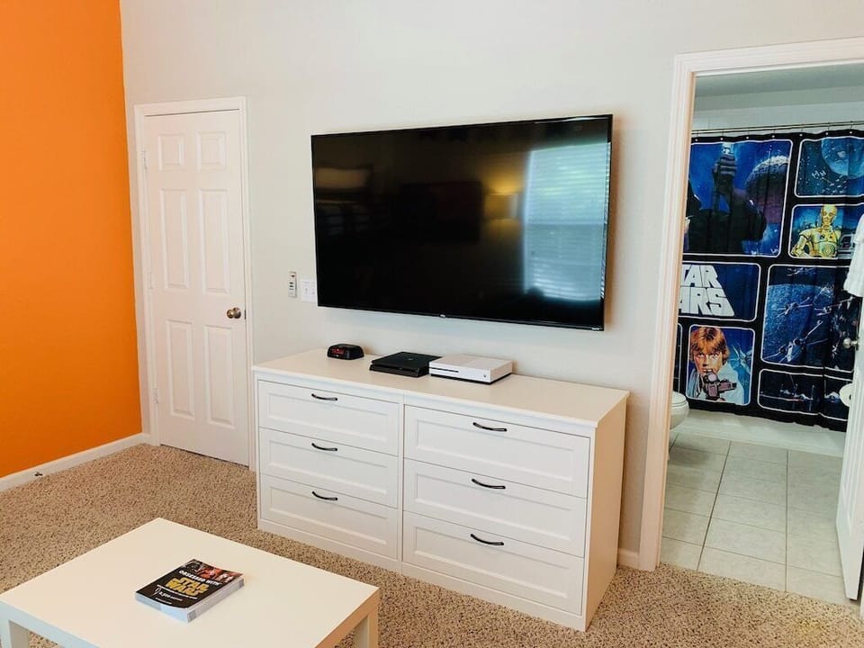 Upstairs Kids StarWars Bedroom. 65" Smart Roku TV with X-Box One & Playstation 4