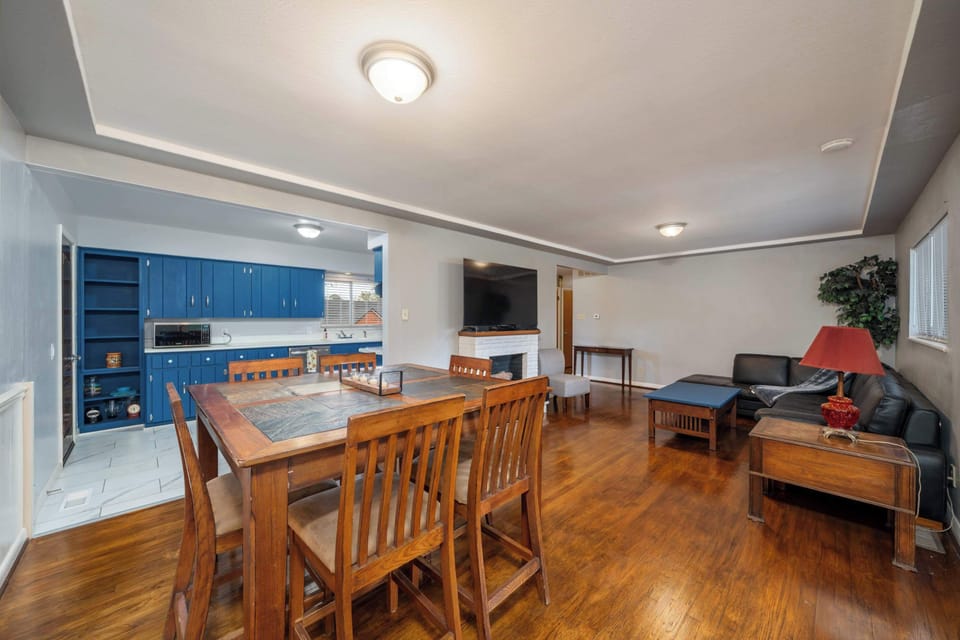 Dining table right off the kitchen for the whole family to eat together