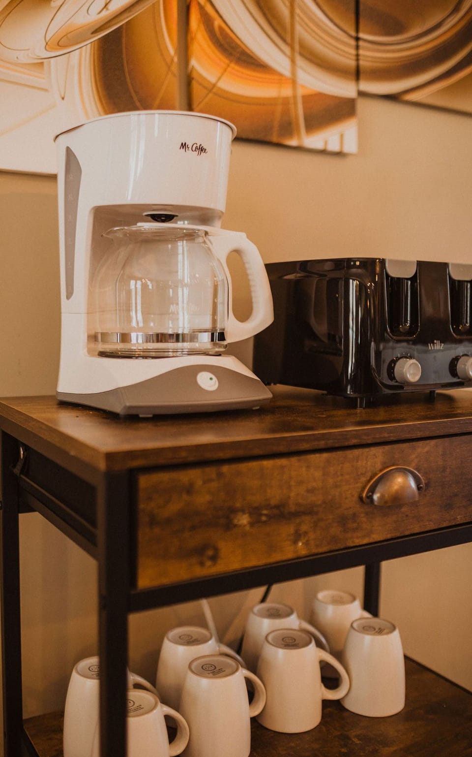 A coffee bar complete with locally sourced Backroads Coffee is included.