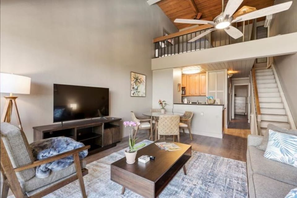 Living open to dining.