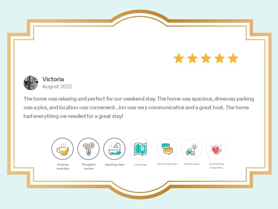 We strive to provide a 5 star stay!