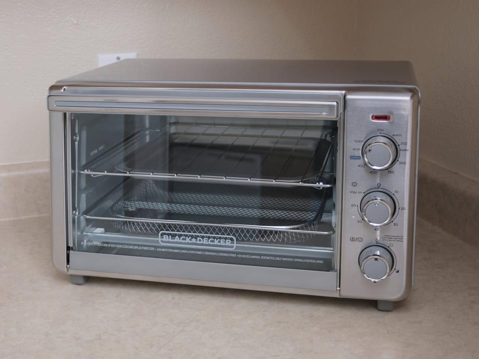 Countertop oven fits 12" pizza.