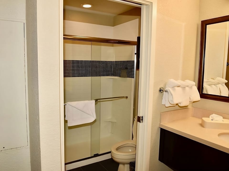 Refresh with a clean, bright bath and plush towels.