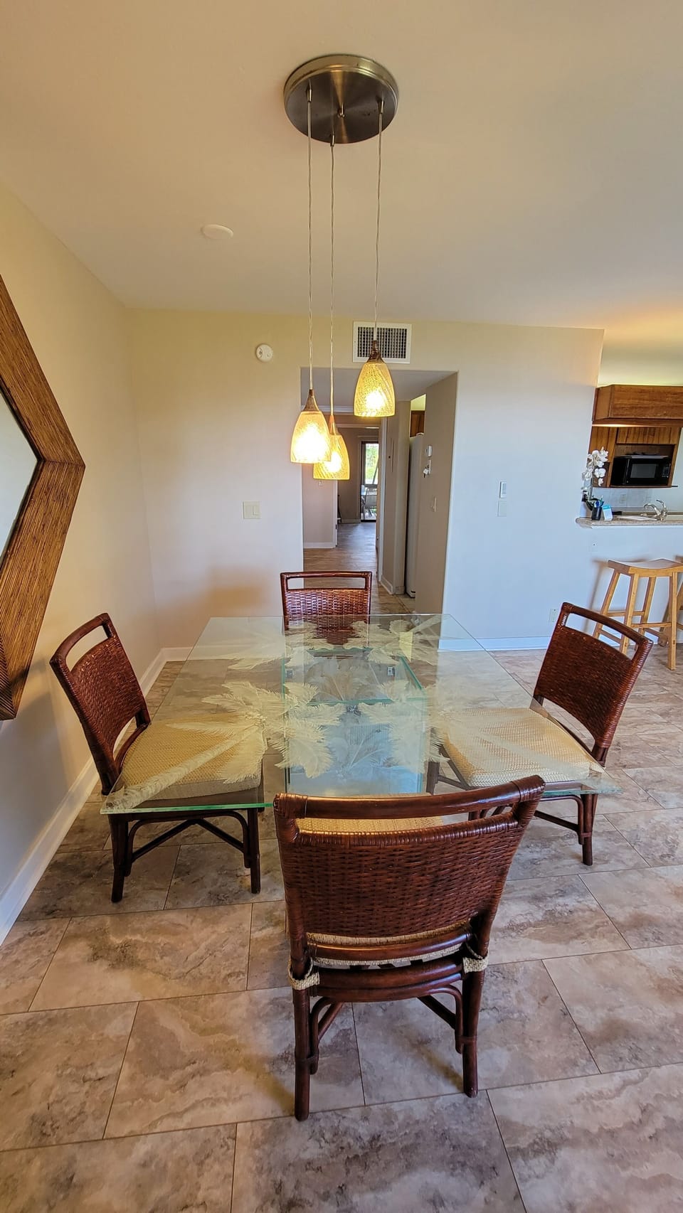 Large dining table seats four
