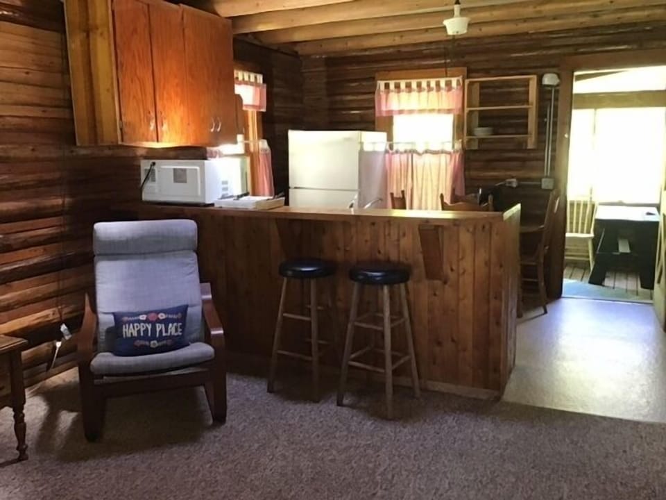 Coryell Cabin living area & kitchen