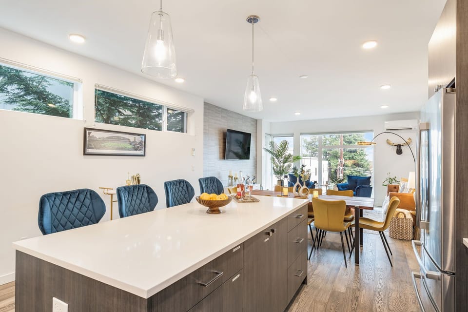 Our kitchen boasts a spacious, versatile island, a stunning centerpiece!