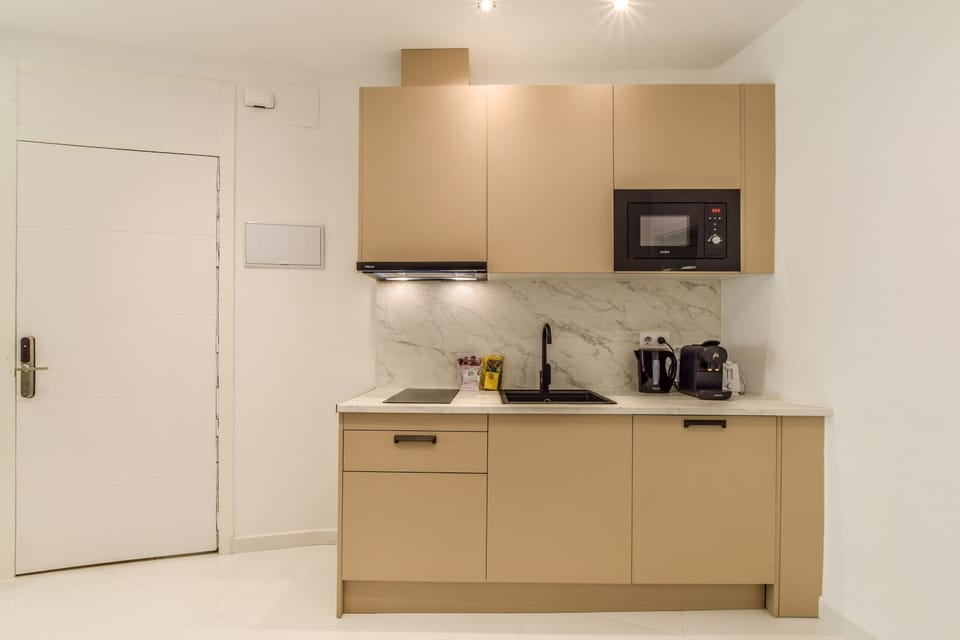 Main view of the kitchen with appliances