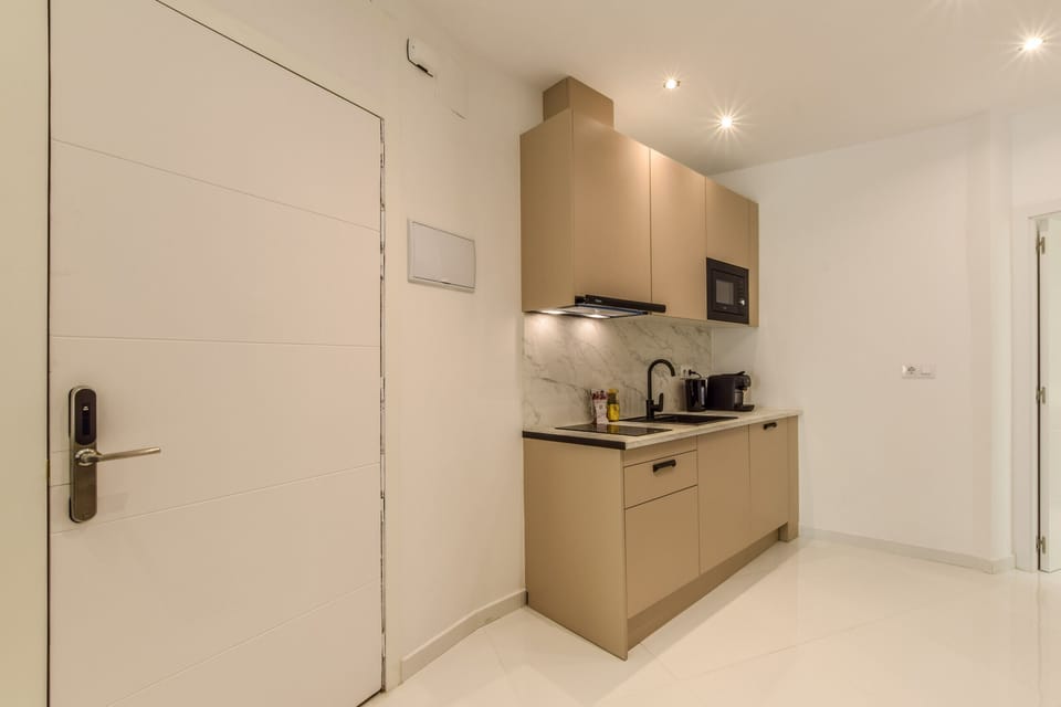 Main view of the kitchen with appliances