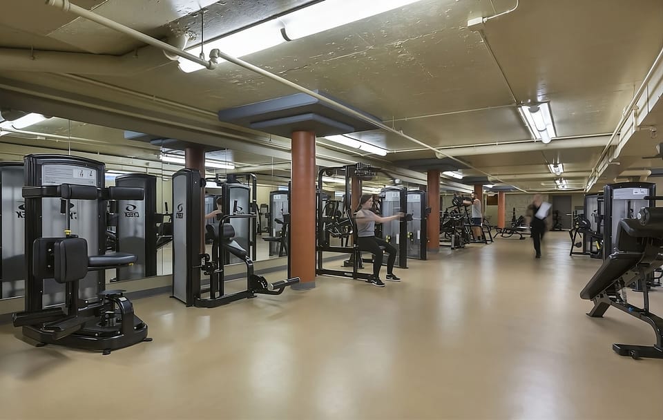 Recharge with a full strength workout in the spacious gym.